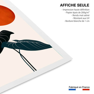 Affiche fleurs ""Monstera au soleil rouge"" Affiche seule