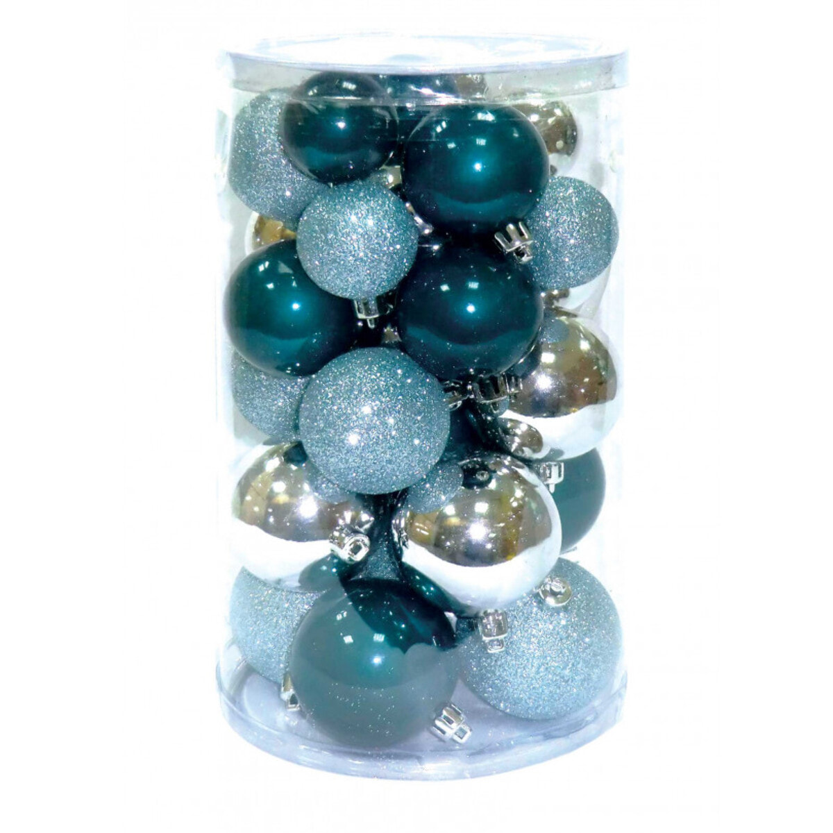 Coffret de 30 boules argentées et bleu