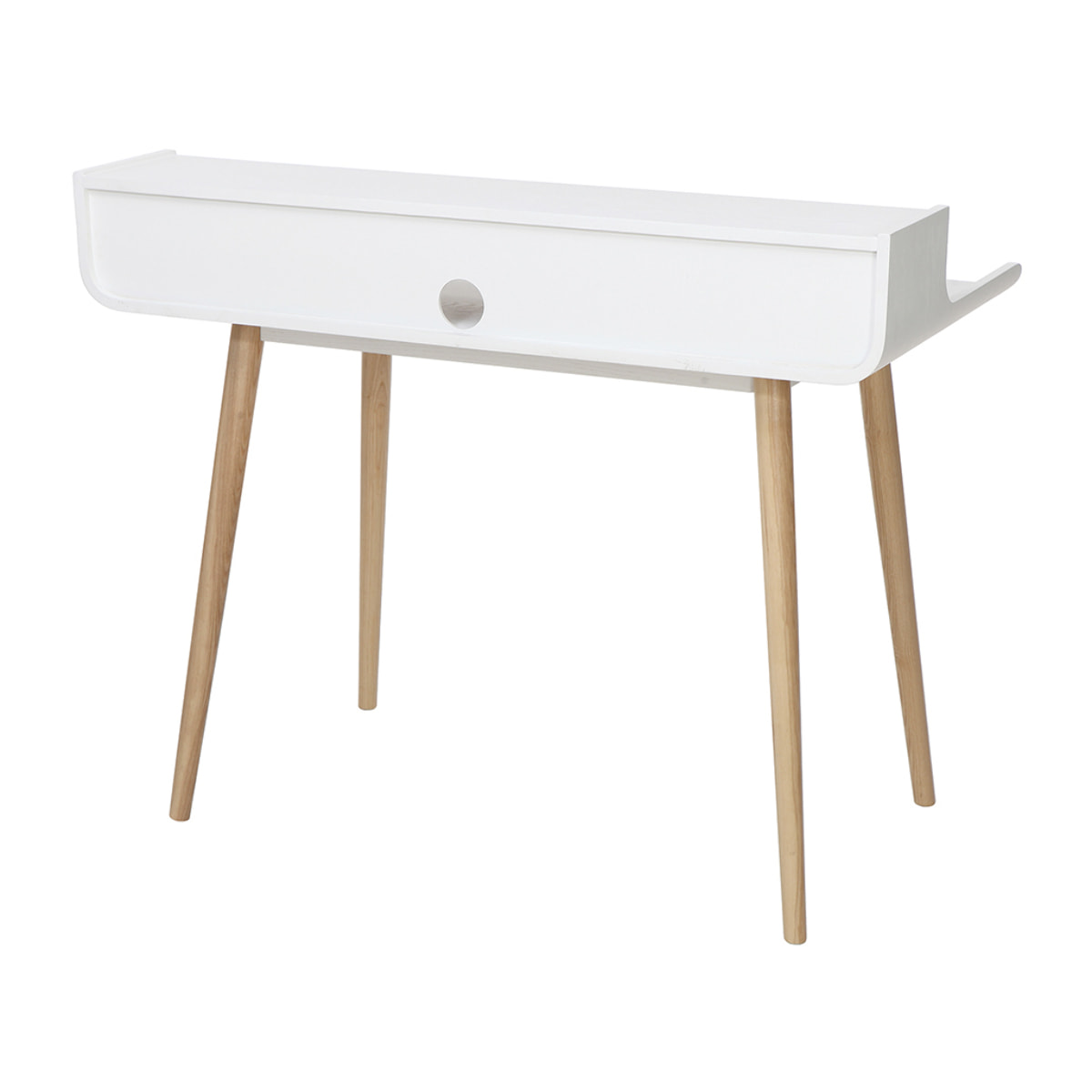 Bureau avec rangements scandinave bois clair et blanc L110 cm OPUS