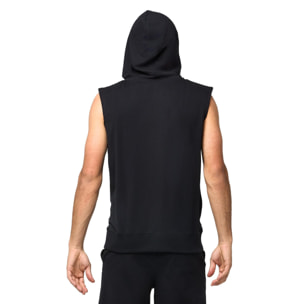 Sudadera de hombre Leone Sporty sin mangas con capucha y cremallera lisa