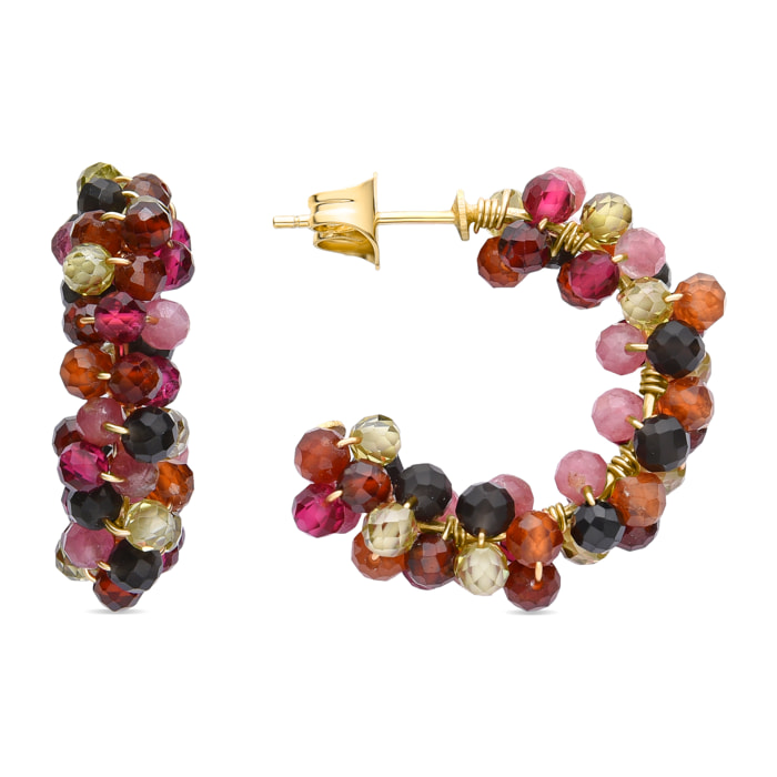 Pendientes de Cristal Multicolor acabados en oro amarillo de 18K