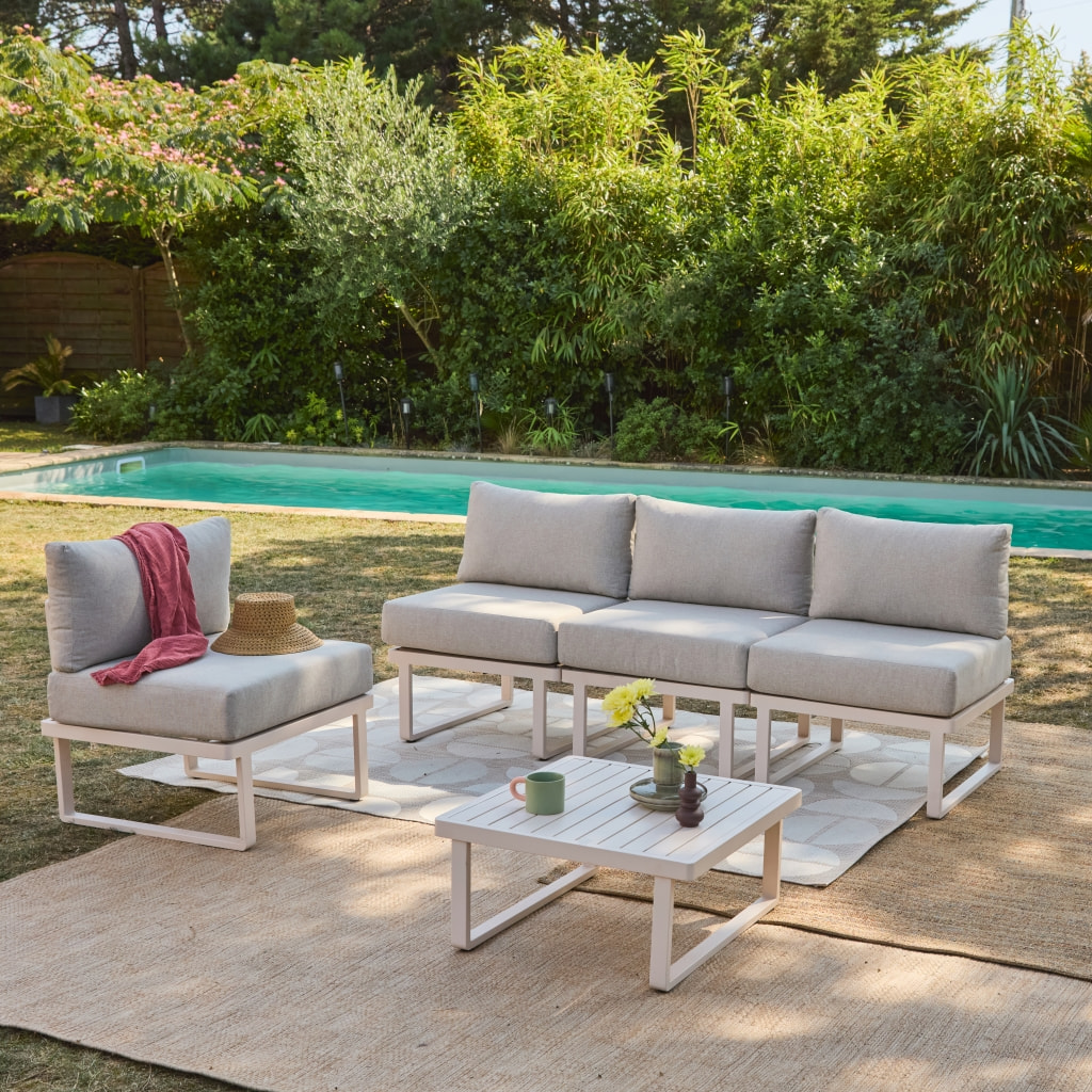 Salon de jardin modulable aluminium 4 places CLEA