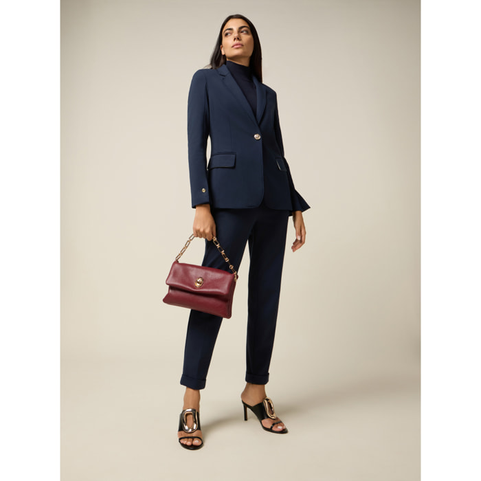 Oltre - Pantalones pitillo en punto milano - Azul