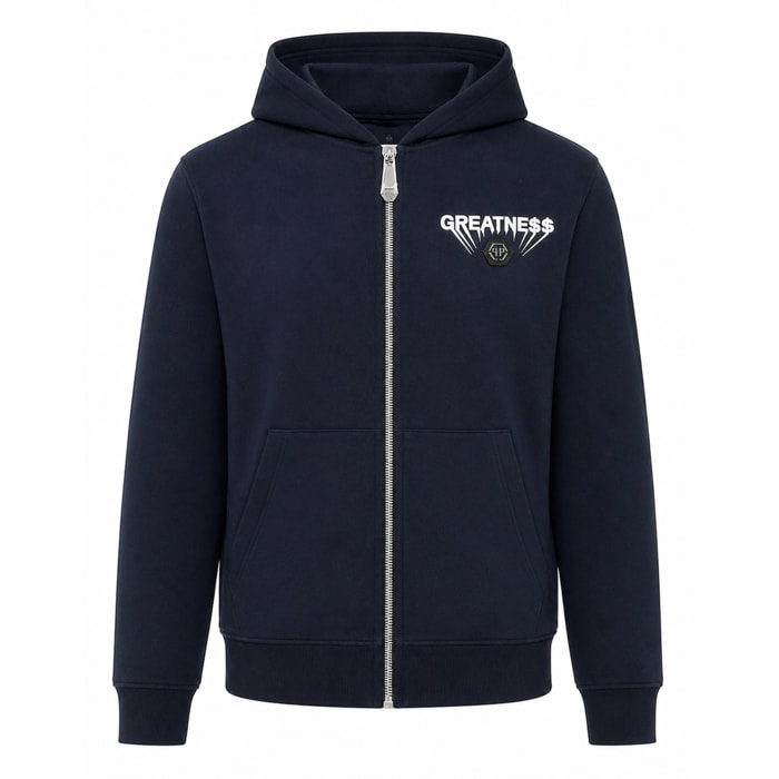 PHILIPP PLEIN Felpa con zip e cappuccio GREATNESS