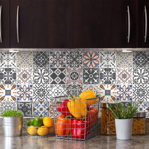 Stickers muraux - Sticker Mural Carrelage adhésif Cuisine Salle de Bain - 9 STICKERS CARRELAGES AZULEJOS KELIANA