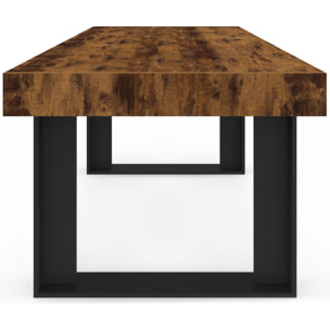 Table à manger Brixton bois vieilli et pieds noirs 160cm