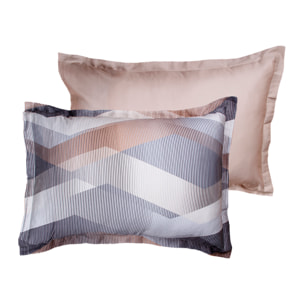 Lot de 2 Taies d'oreiller satin de coton imprimé Helix Brown