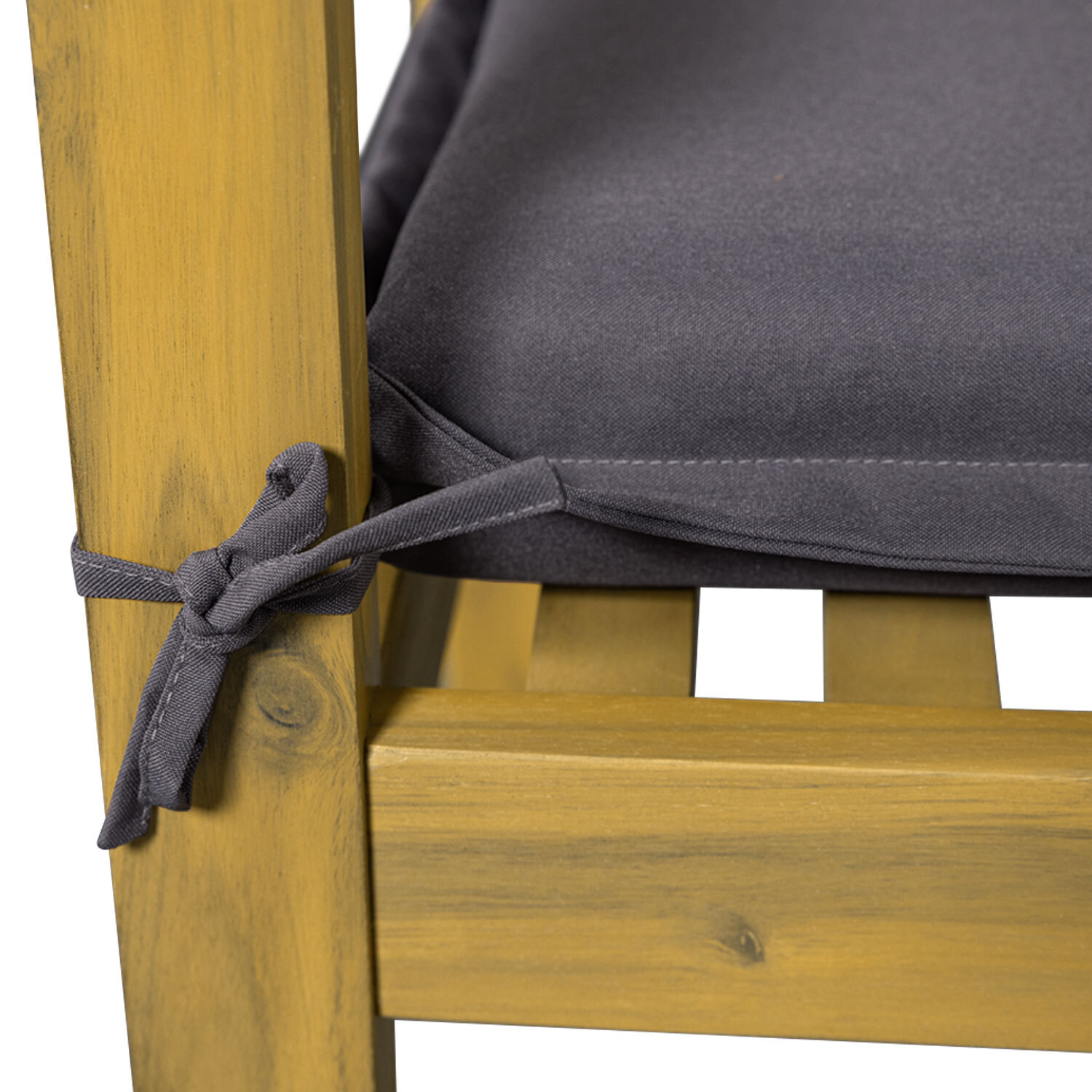 Banc en acacia massif SIMILAN - coussins gris
