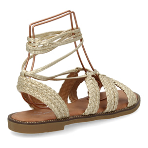 Sandalias planas para mujer, comodas y elegantes, diseño moderno con cordones atados al tobillo