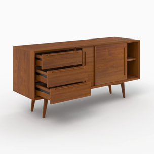 Buffet 2 portes coulissantes et 3 tiroirs en teck - Waya