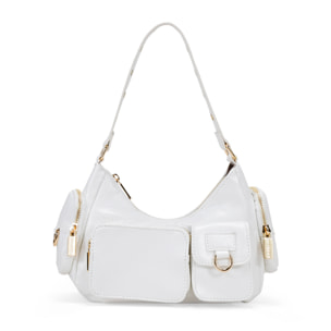 Bolso de hombro blanco con bolsillos