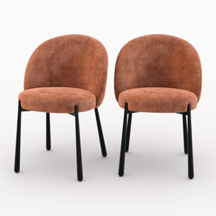 Lot de 2 chaises en velours chenillé terracotta et métal noir - Pulpy