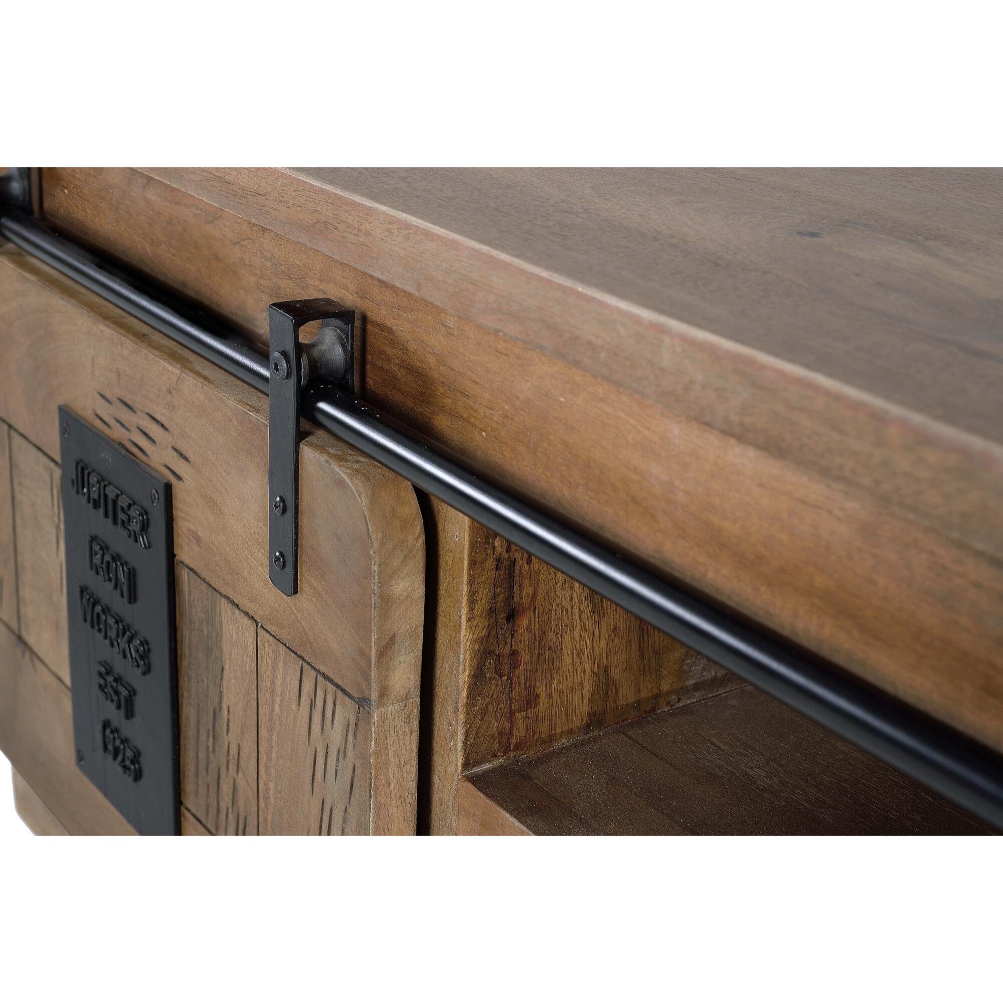 Mueble tv 2 puertas correderas y 1 cajón - madera de mango y metal - 55x180x50cm