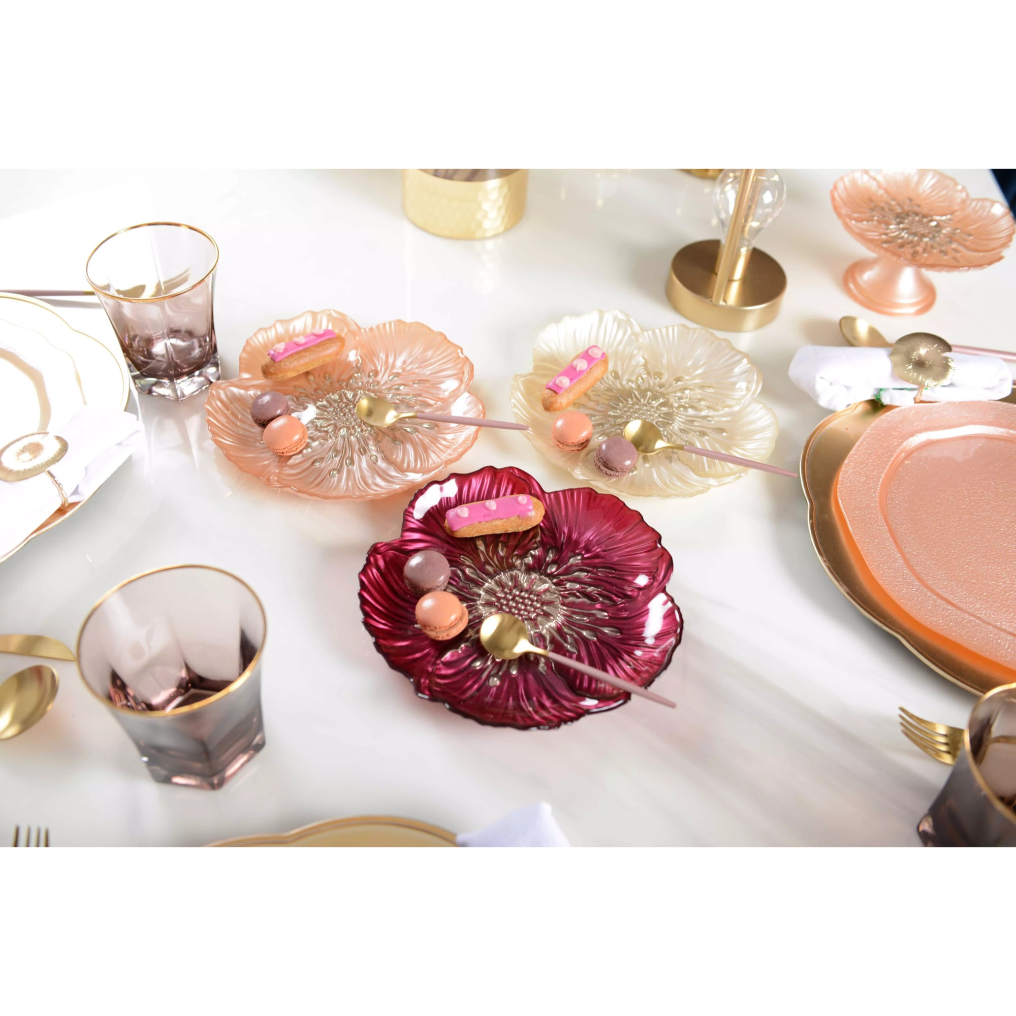 Lot de 6 Assiette à dessert fleur saumon