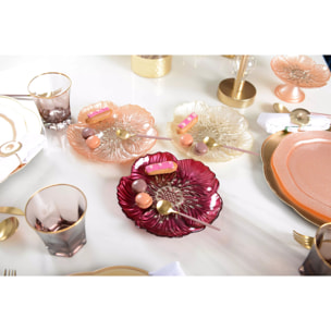 Lot de 6 Assiette à dessert fleur saumon