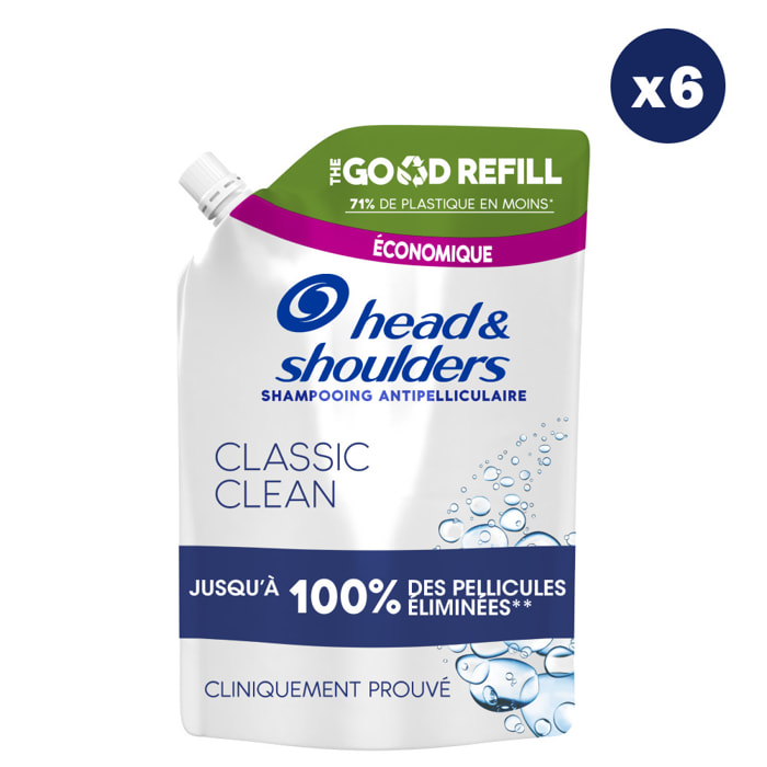 6 Recharges de Shampoings Classic 550ml - Head & Shoulders