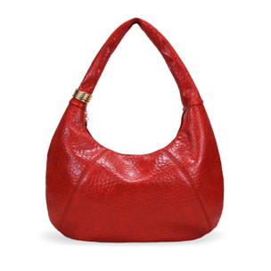 Bolso de hombro rojo con detalle metálico