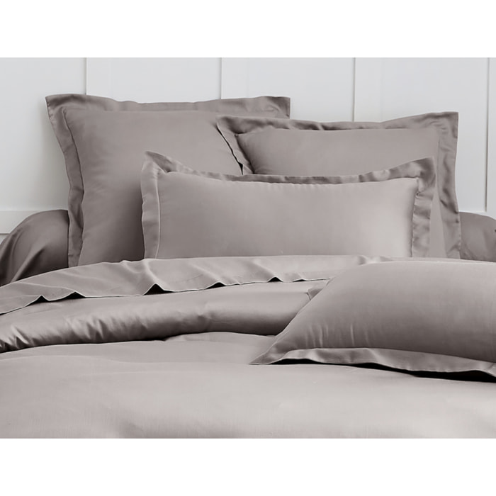 Parure housse de couette en satin de coton gris