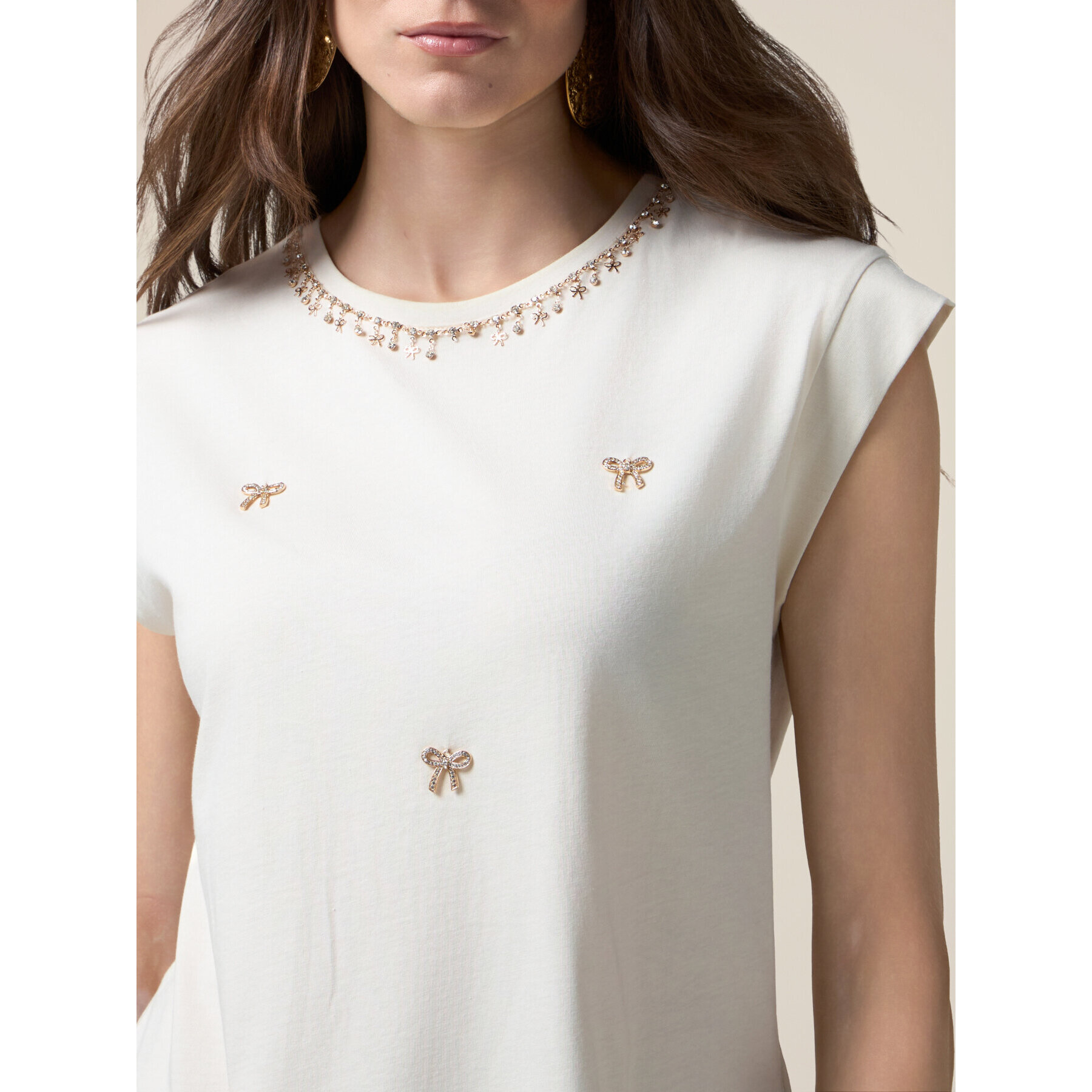 Oltre - Camiseta de punto con dijes - Blanco