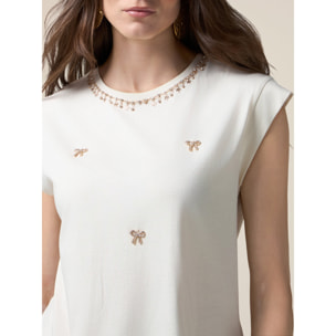 Oltre - Camiseta de punto con dijes - Blanco