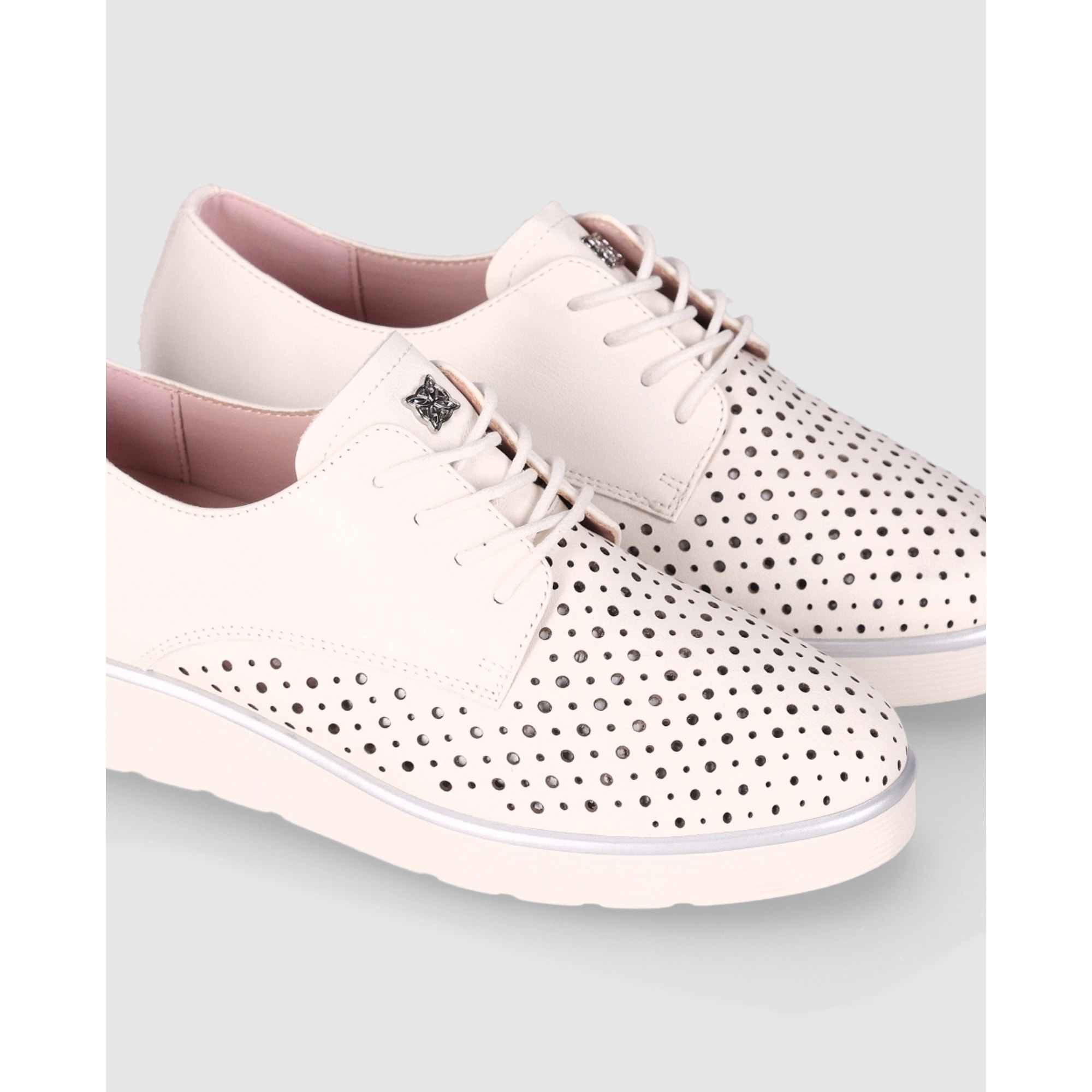 Zapatos de Piel - Blanco - Tacón: 3 cm