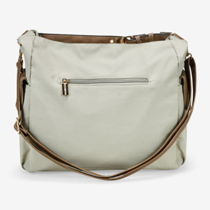 Bolso de hombro taupe en nailon con bolsillos