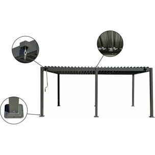 Pergola bioclimatique autoportante en aluminium "Kensington" - 3 x 5 m - Gris