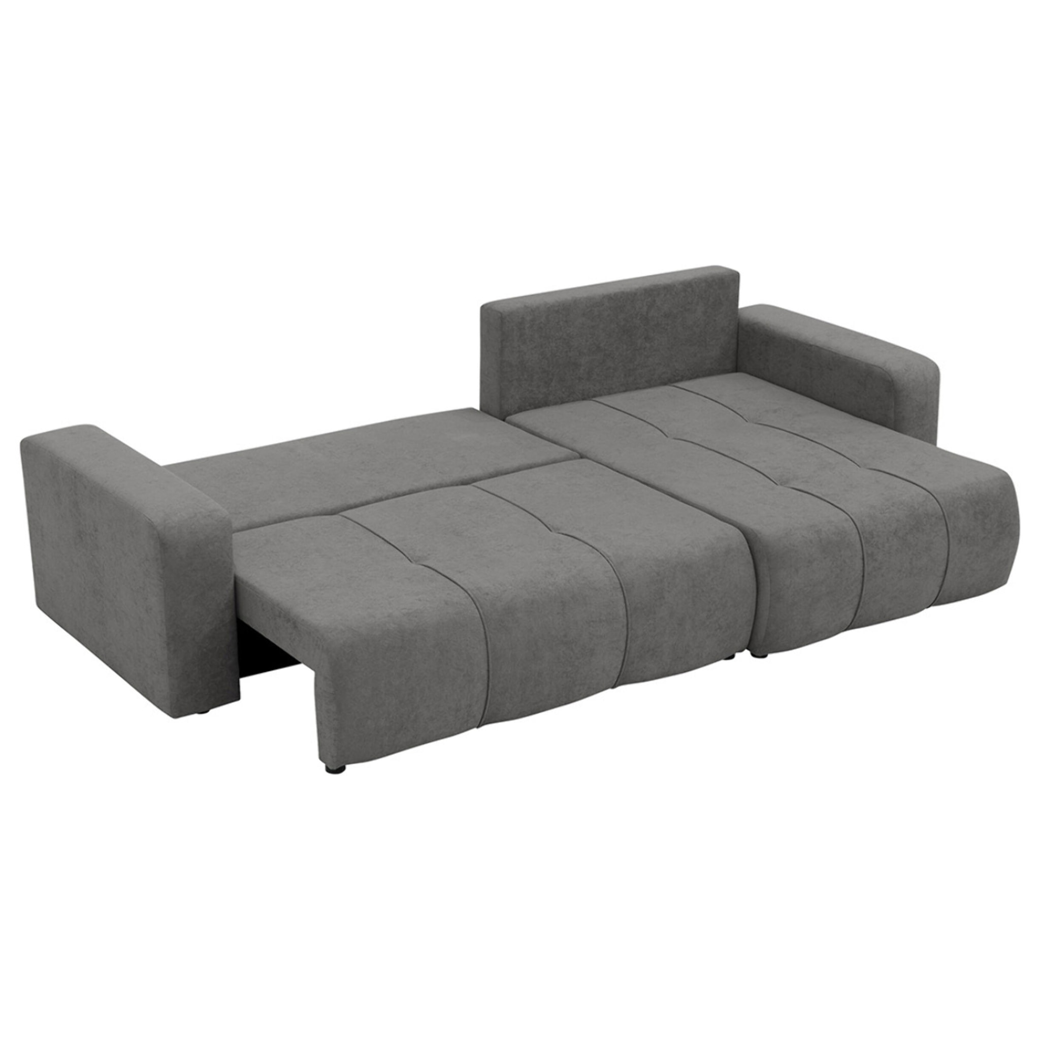 Nicole - Canapé d'angle réversible 5 places convertible avec coffre en tissu - Gris