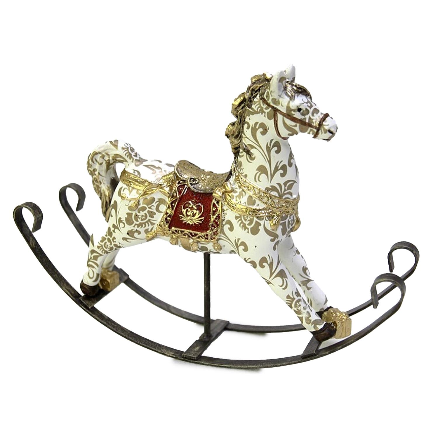 DAM Cavallo a dondolo bianco/oro 21x18cm 21x7x7cm. Colore:Oro