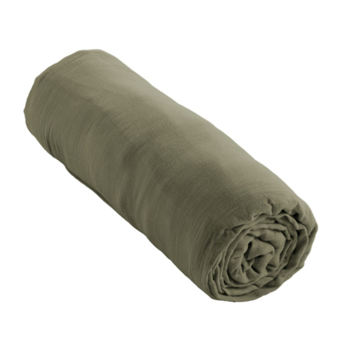 Drap housse 90x190 en gaze de coton bonnet 30 cm - GAIA