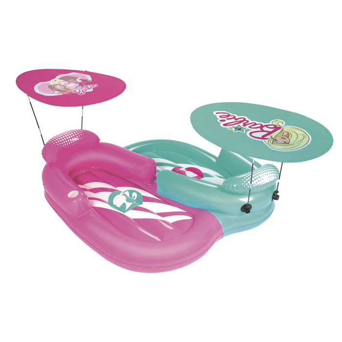 BARBIE SET DI DUE MATERASSI INFLABILI CON OMBRELLONE SPORTY GIRL 178X170CM ETÀ 4-10 ANNI