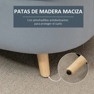 HOMCOM Otomano Puff Tapizado en Terciopelo Acolchado Taburete de Almacenaje Elíptico con Tapa Extraíble y Patas de Madera para Dormitorio Salón Pasillo 71x51,5x42 cm Gris