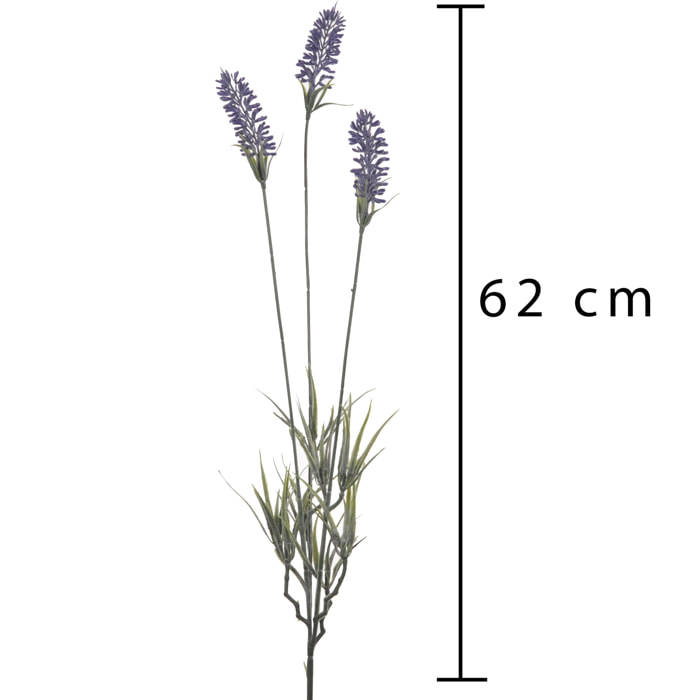 Lavanda Con 3 Fiori. Altezza 62 Cm - Pezzi 24 - 8X62X8cm - Colore: Viola - Bianchi Dino - Fiori Artificiali