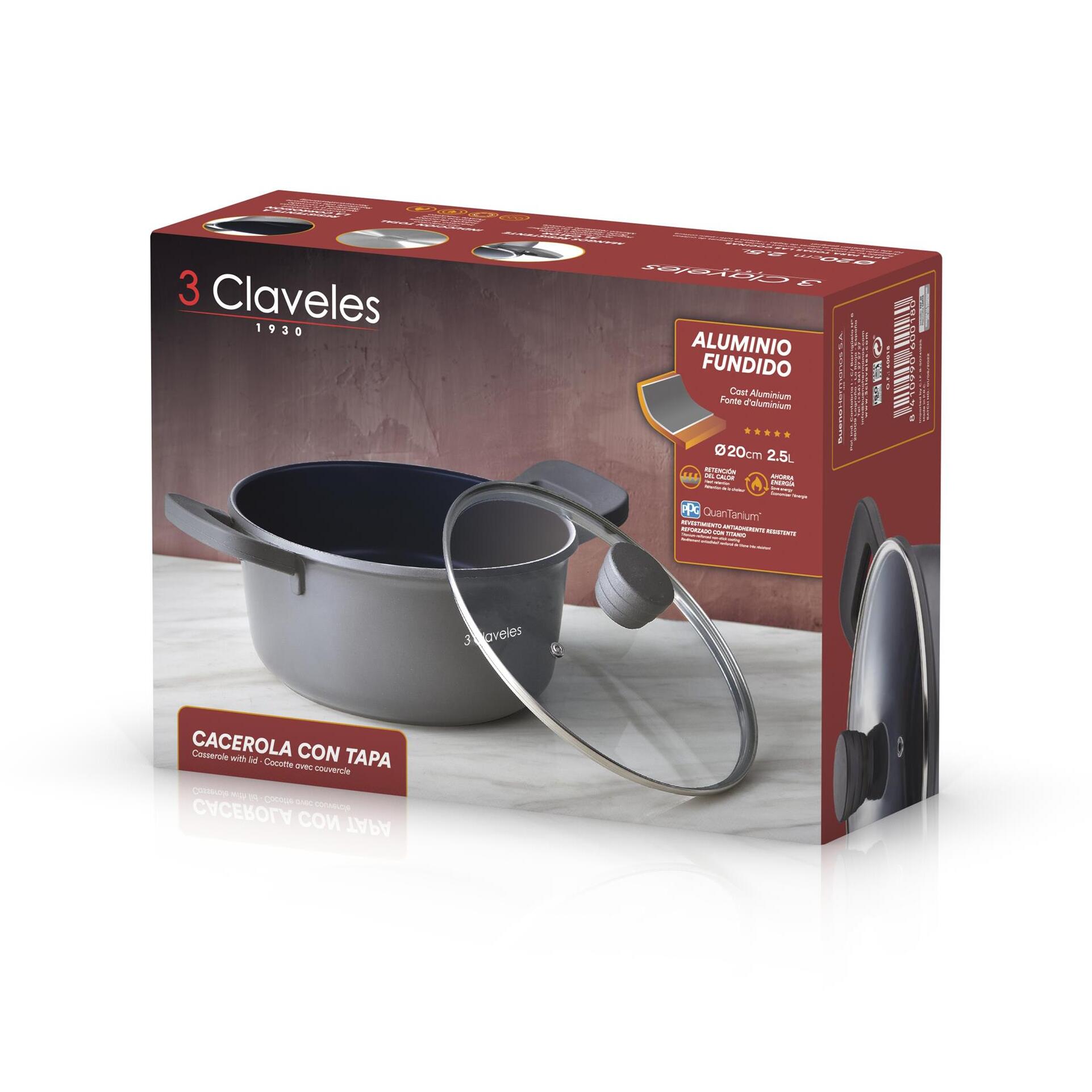 Cacerola con tapa en aluminio fundido antiadherente