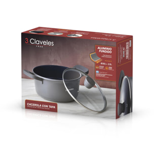 Cacerola con tapa en aluminio fundido antiadherente
