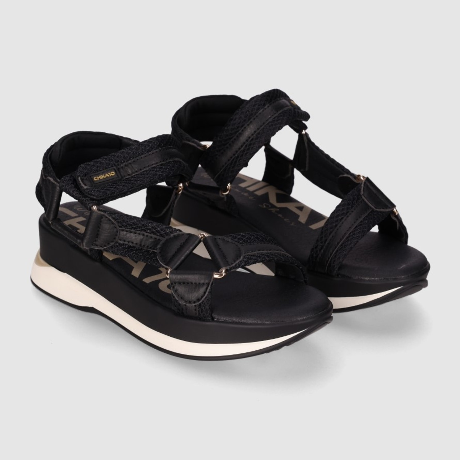 Sandalias de Piel Sintética - Negro - Tacón: 5 cm