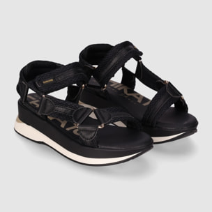 Sandalias de Piel Sintética - Negro - Tacón: 5 cm