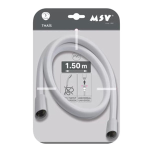 MSV Thaïs – Flexible de douche renforcé PVC 1,50 m Blanc matt