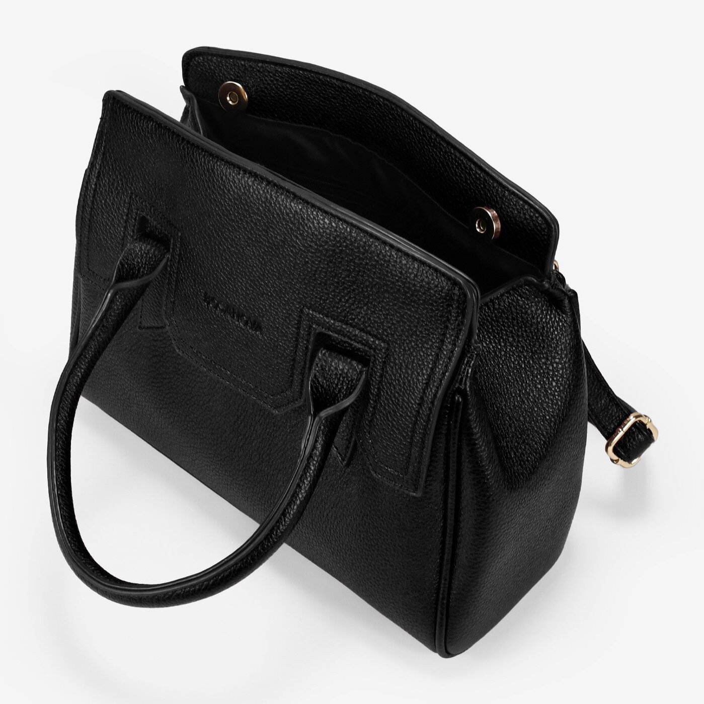 Bolso de mano negro con cierre de imán