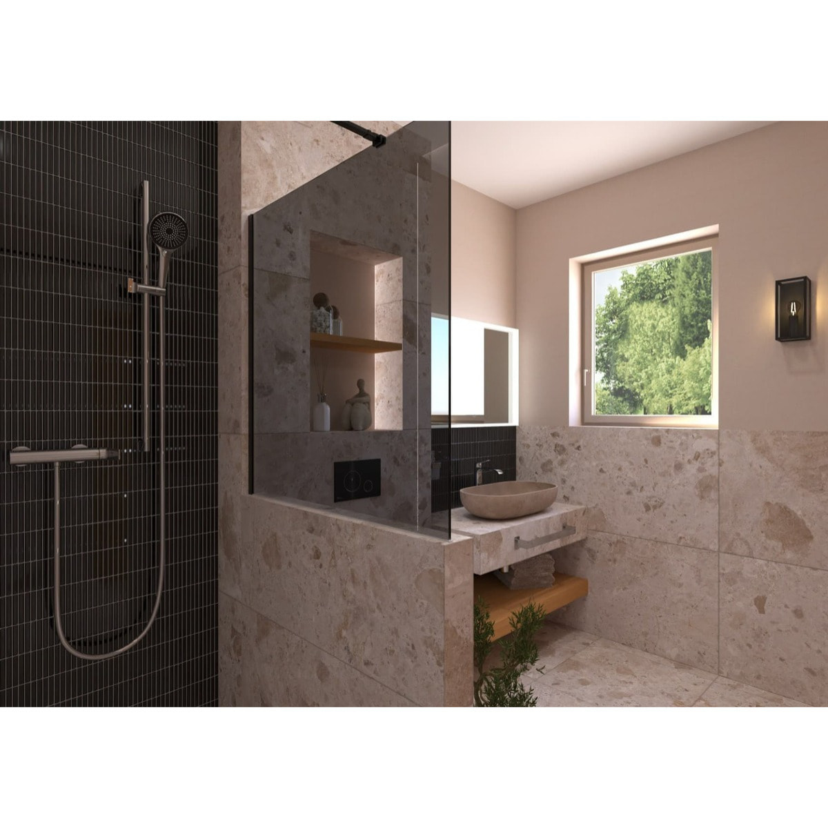 Infinitio mitigeur de douche monocommande mural, sans ensemble de douche, chrome SATBSINF268 avec une garantie de 5 ans