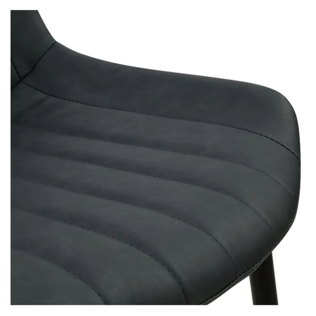 Lot de 2 chaises en cuir synthétique gris foncé et métal noir - Killi