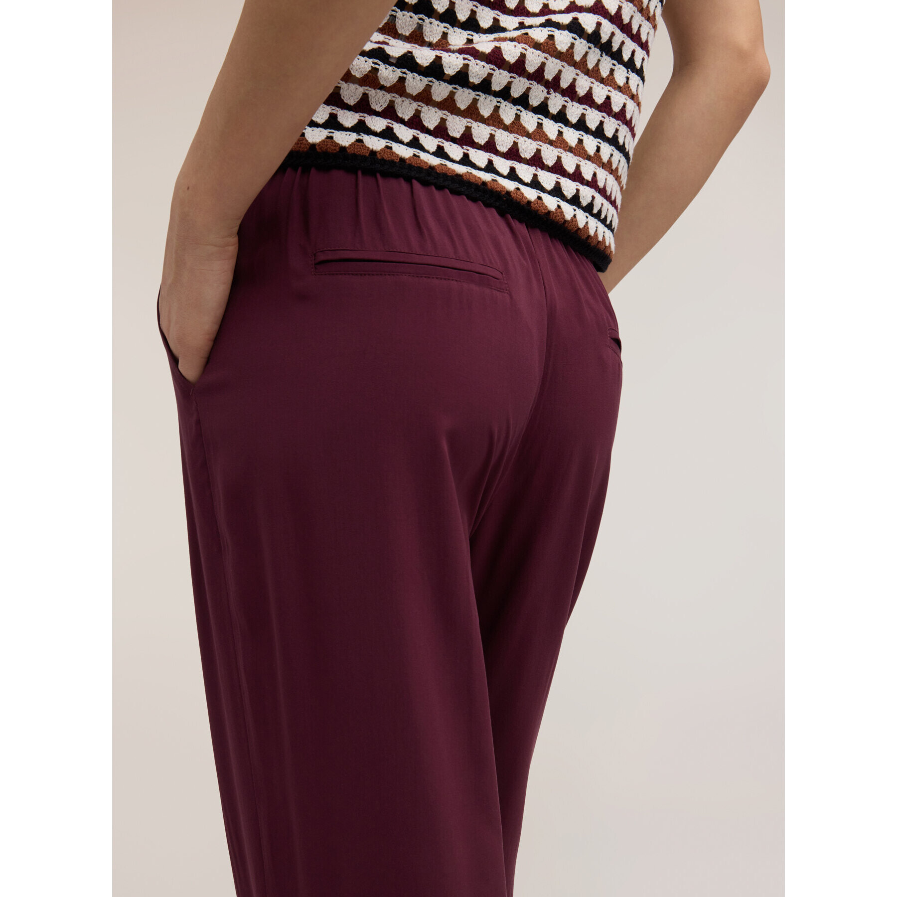 Motivi - Pantaloni palazzo in viscosa con vita elastica - Viola