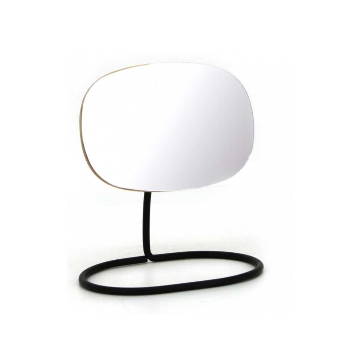 Lot de 2 petits miroirs sur pied inclinables/détachables en bois et métal - ZOOM