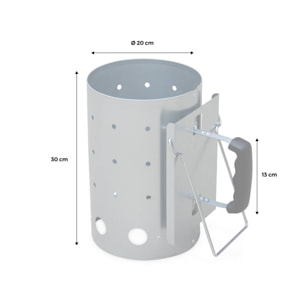 Cheminée d'allumage XL. pour barbecue charbon de bois. allume braises démarrage rapide. 20 x 30cm