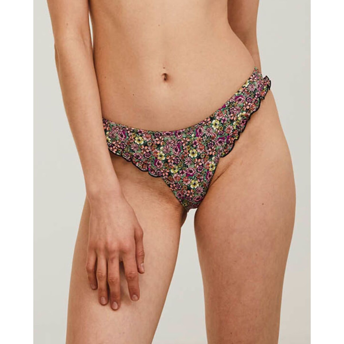 Braga de bikini con volante y estampado de flores
