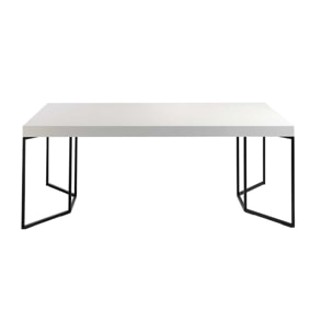 Mesa de comedor fija NEO - blanco brillo y negro - 200x95x75,5cm