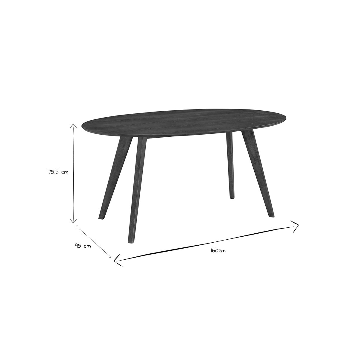 Table à manger vintage ovale en bois foncé L160 cm MARIK