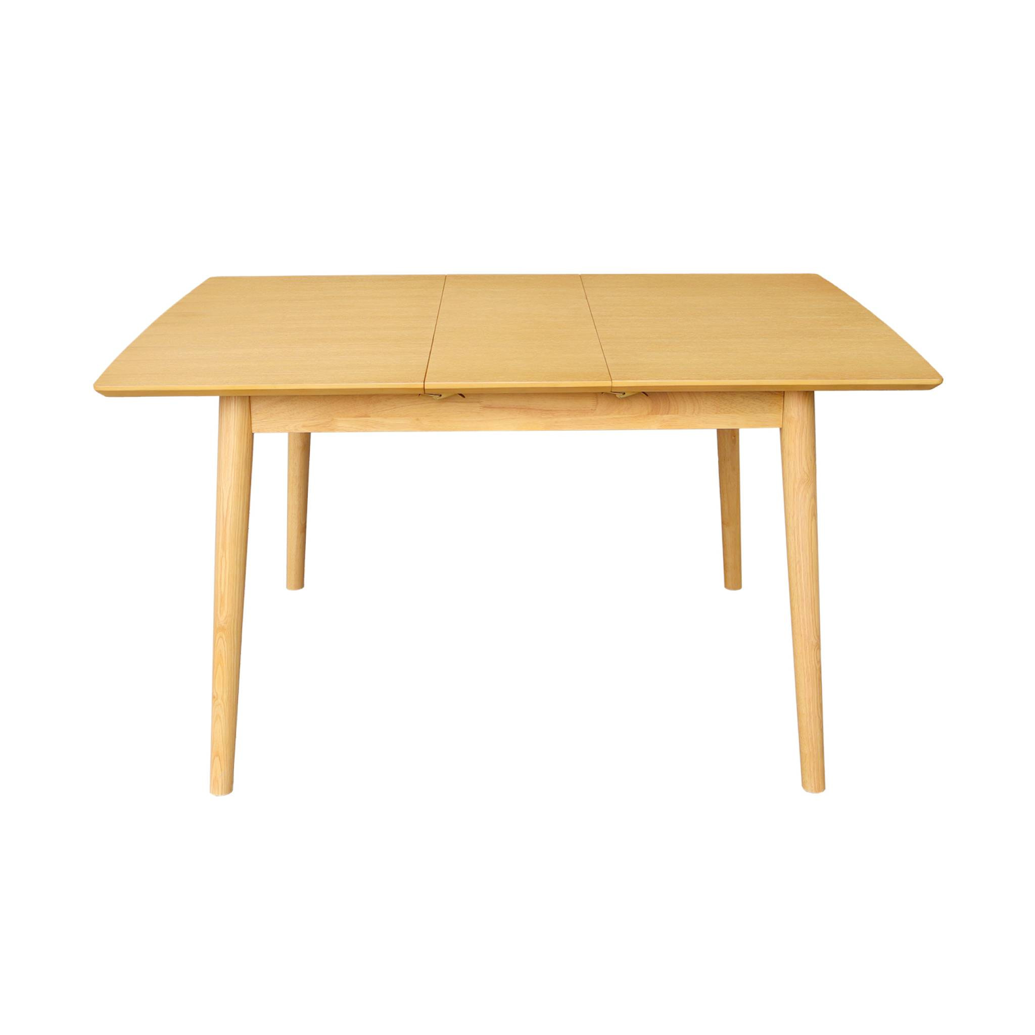 Table à manger rectangulaire extensible bois d'hévéa et placage chêne naturel 4-6 places - 110/140 x 100 x 75 cm - Lina