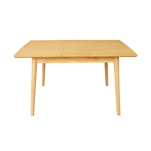 Table à manger rectangulaire extensible bois d'hévéa et placage chêne naturel 4-6 places - 110/140 x 100 x 75 cm - Lina