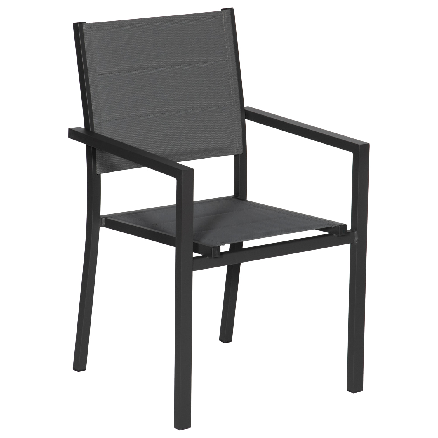 Lot de 8 chaises rembourrées en aluminium anthracite - textilène gris